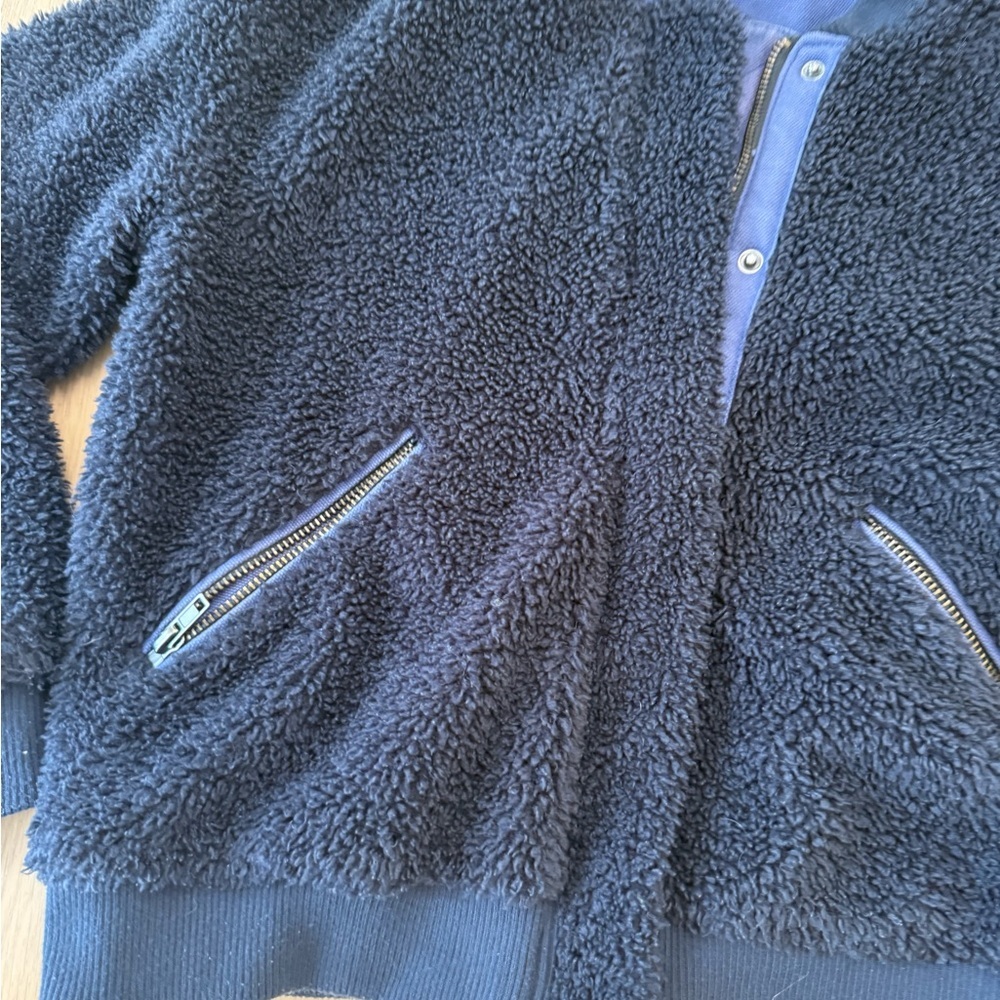 Free People Teddy Bear Aviator Bomber Blue Jacket Size Small - Picture 3 of 10